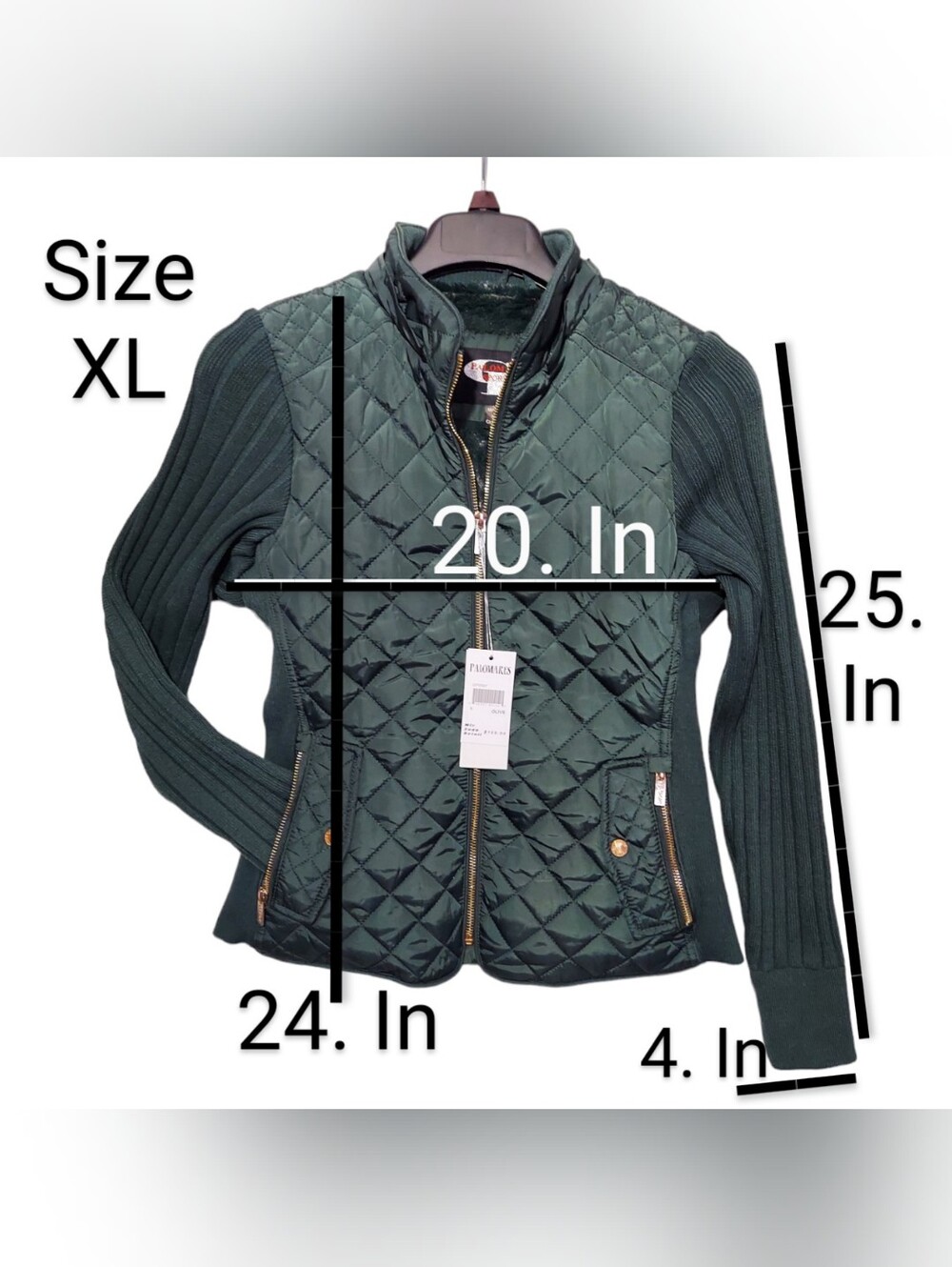 Palomares Sports Quilted Jacket Womens Green Stretch Side Winter Coat Warm New - Picture 11 of 15